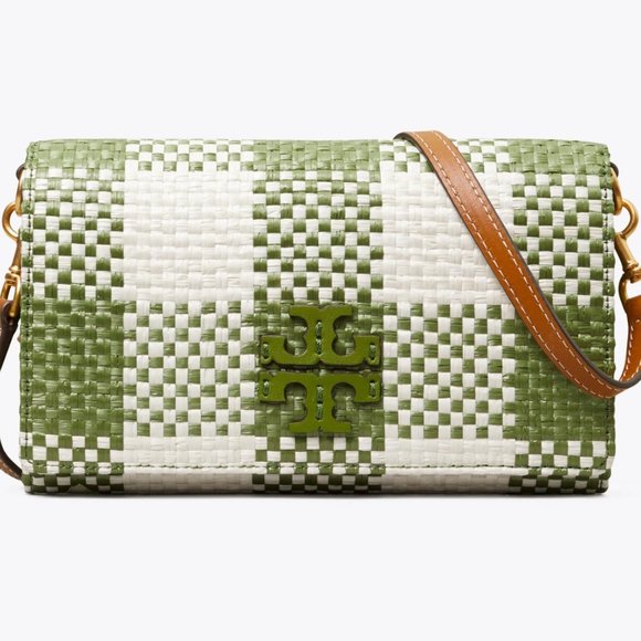 NWT TORY BURCH Mcgraw Woven Plaid Wallet Crossbody Bag "STILL IN PLASTIC" - Picture 2 of 5